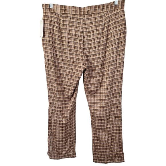 NWT Nordstrom Rack Brown Houndstooth Plaid Knit Straight Leg Dress Pants Size XL - Picture 2 of 6